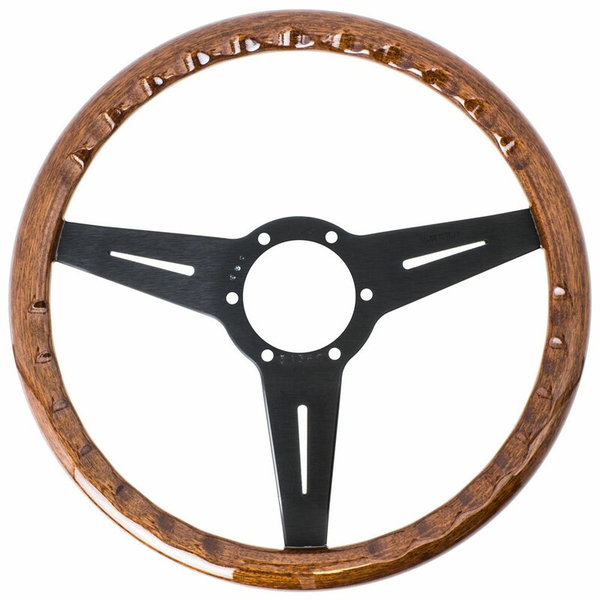 Nardi Classic ND34 Steering Wheel, Wood, Black Inlay, Black Spokes, 25 mm Dish