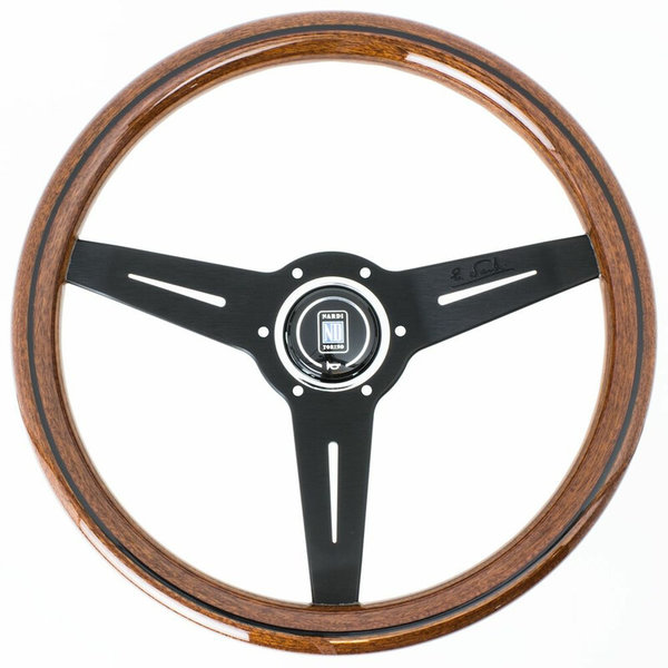 Nardi Classic ND34 Steering Wheel, Wood, Black Inlay, Black Spokes, 25 mm Dish